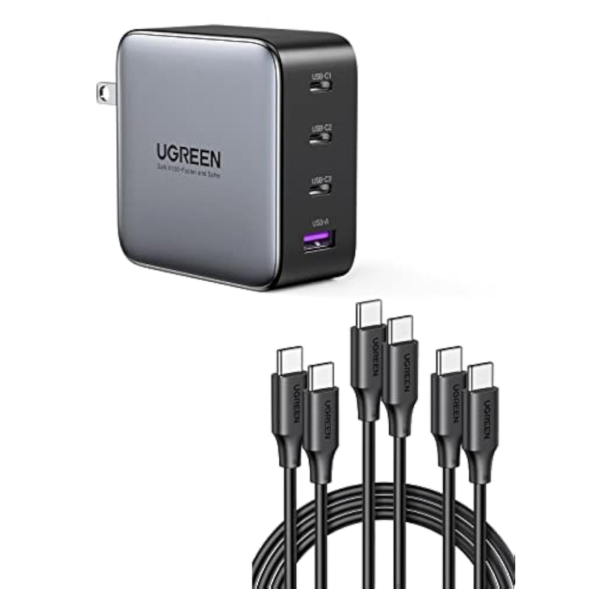 UGREEN 100W USB C Charger Bundle with 3-Pack USB C Cable 6.6FT