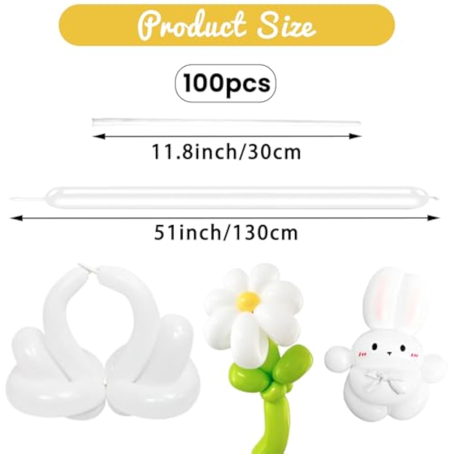 100 Pcs White 260 Balloons – Long Twisting Balloons for Arch & Party Decorations