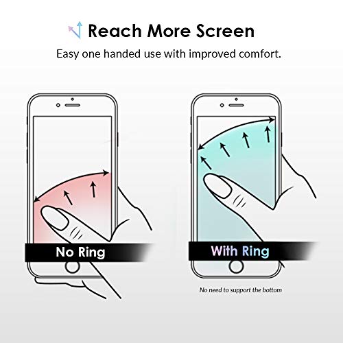 Cell Phone Ring Holder - Finger Ring & Stand - Improves Phone Grip Compatible with iPhone, Galaxy and Most Cases (Except Silicone/Leather) -