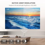 Kp1 Portable Movie Projector,Smart Projector With Wifi 6 And Bt5.2, 450 Ansi Support 4K Native 1080P, Auto Focus& Auto Keystone ,360°Adjustable Stand,Compatible With Ios/Android/Hdmi