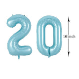10 Pcs 16Inch Number Blue Mylar Balloons, 0~9 Blue Foil Balloons For B