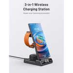 Wireless Charger For Samsung Charging Station, 3 In 1 Android Phone Wireless Charger For Samsung Galaxy S25 Ultra/S24 Ultra/S23/Z Flip 6/Fold 6/Buds, Charger For Galaxy Watch Ultra/7/6/5/4/3 (Black)