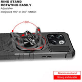 Case For Oneplus 10T 5G With Tempered Glass Screen Protector, Ring Kickstand For Magnetic Car Mount, Heavy Duty Shockproof Protective Hard Phone Cover - Black