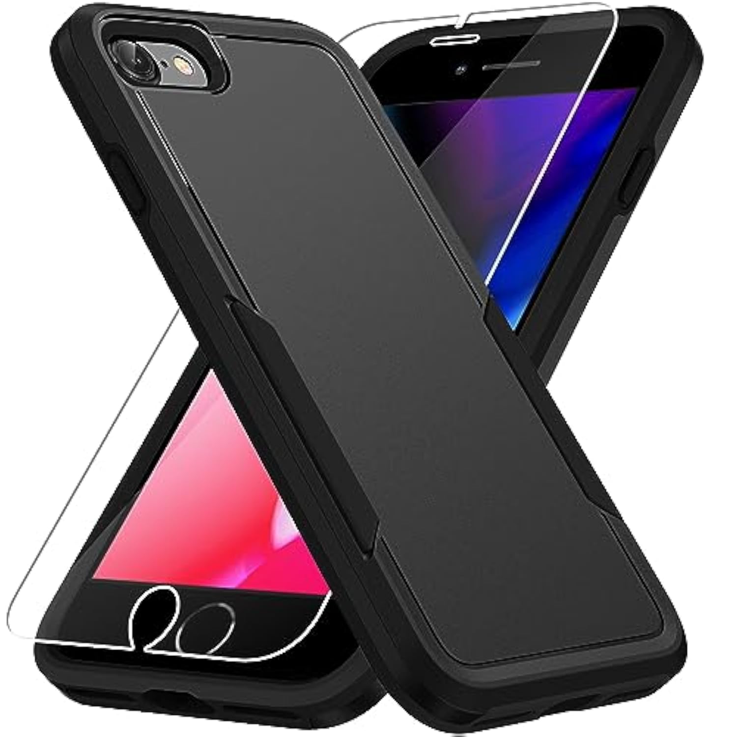 For Iphone Se 2022/2020/Se3/Iphone 7/8 Case With Screen Protector,[Military Grade Drop Tested] Heavy-Duty Tough Rugged Shockproof Protective Phone Case For Phone Se/8/7, Black