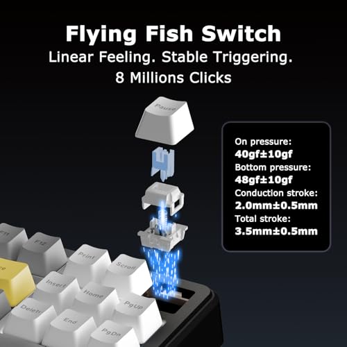 Ak870 87Keys Hot-Swappable Mechanical Keyboard, Gasket Mount Wired Gaming Keyboard With Linear Flying Fish Switches, 80% Compact, Pbt Keycaps, Rgb Backlit For Pc Gamers & Typists (Starry Night Grey)