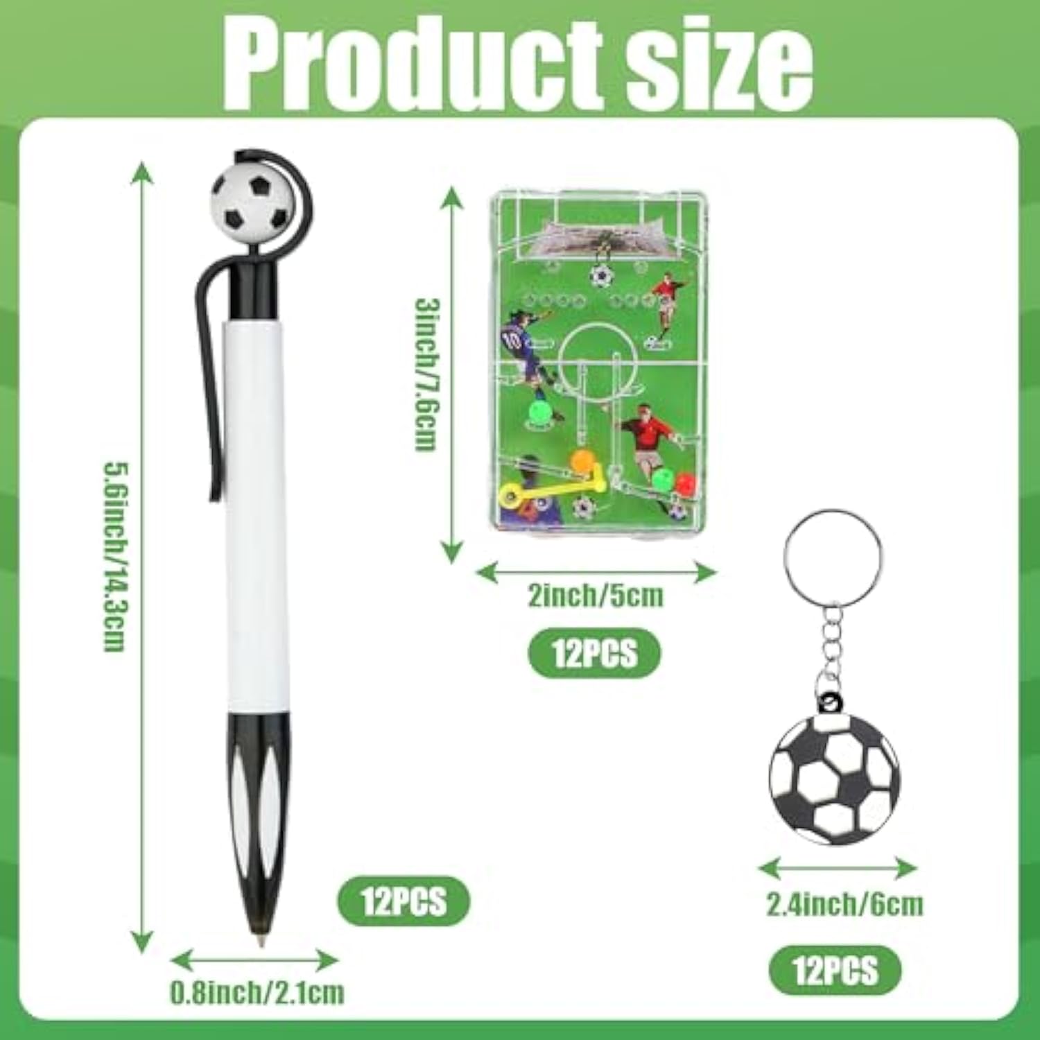 36pcs Soccer Party Favor Set Pens Keychains Pinball Disks Goodie Bags
