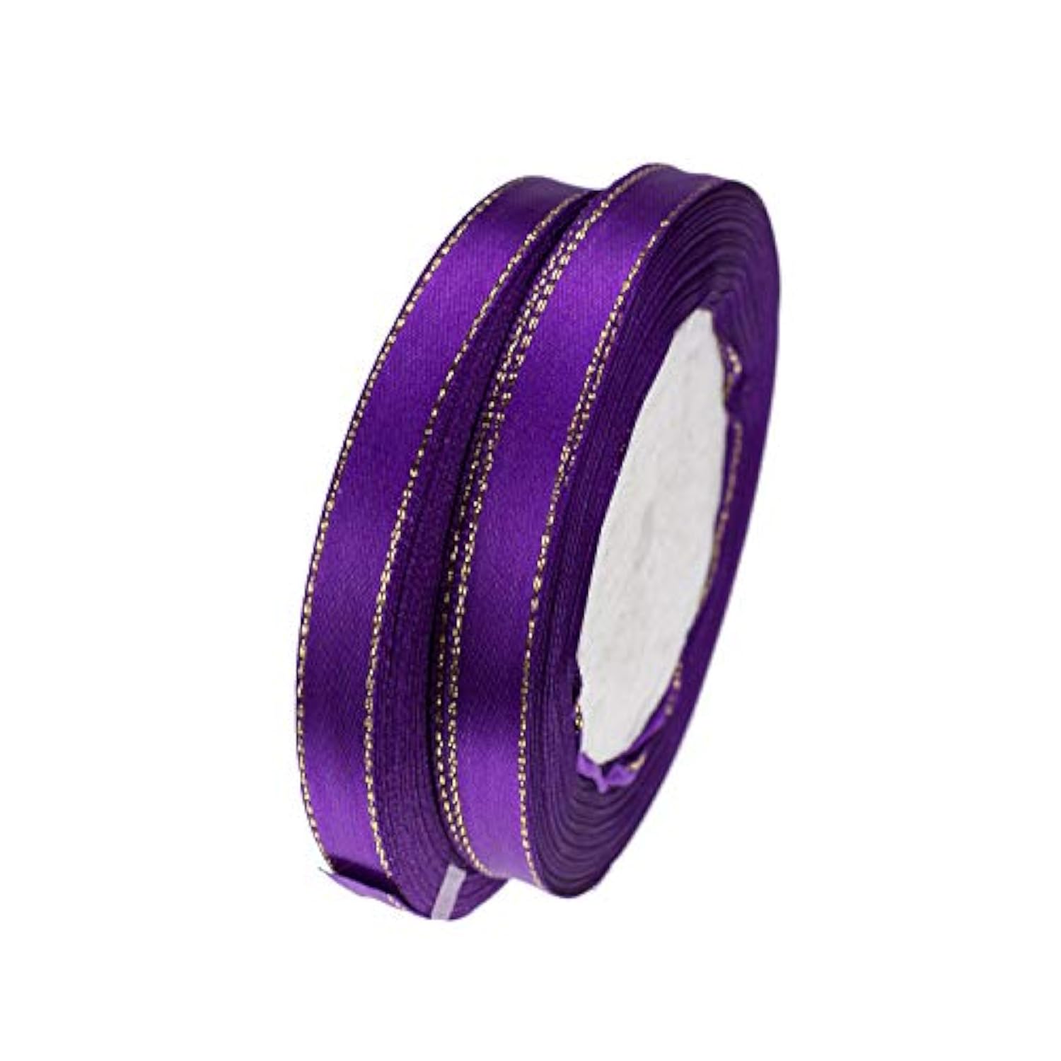 50 Yards 3/8 Inch Wide Single-Face Satin Ribbon With Gold Edges For Gi