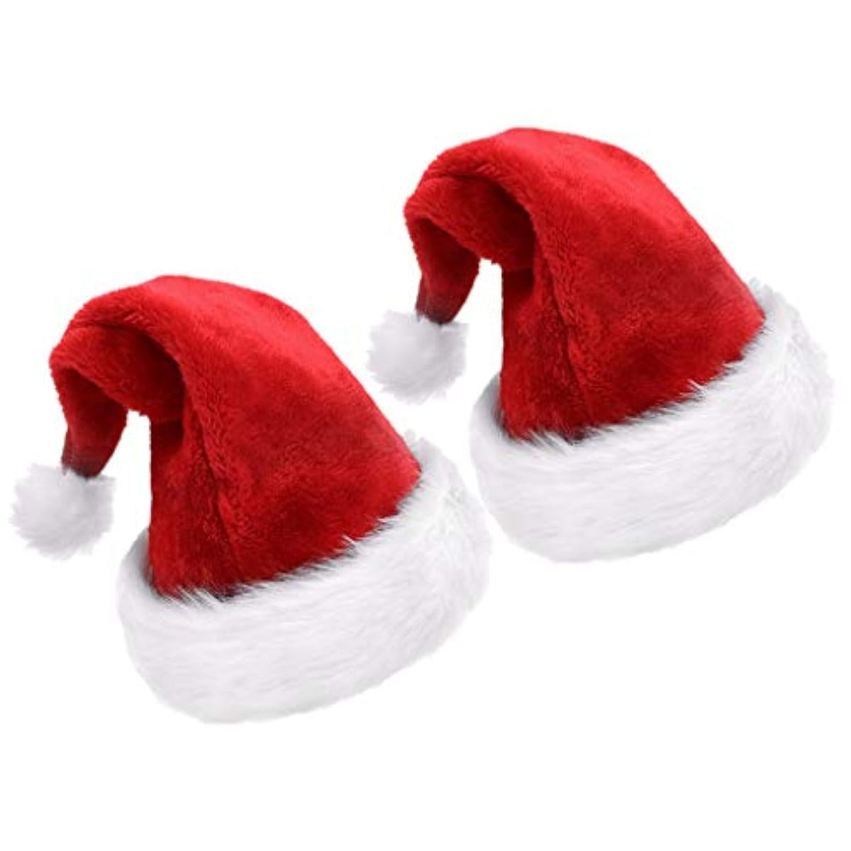 Christmas Santa Hat,Thickened Double-Layered Luxury Plush Adults' Santa Claus Xmas Cap Hat(2Pcs)