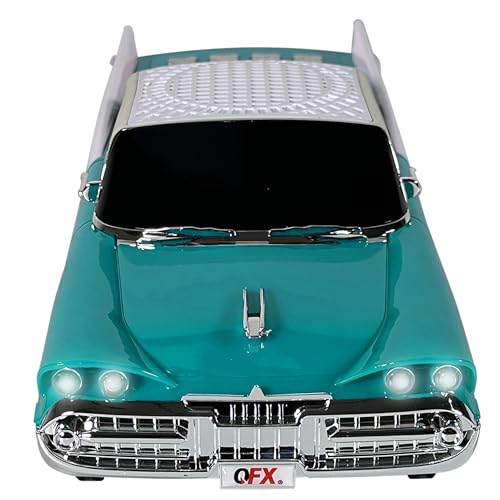 Bluetooth 1959 Retro Classic Car Speaker, Dual 2-inch Speakers, Hands-Free Link, Built-in Microphone, FM Radio, and LED Lights, Emerald - BT-1959-EMR