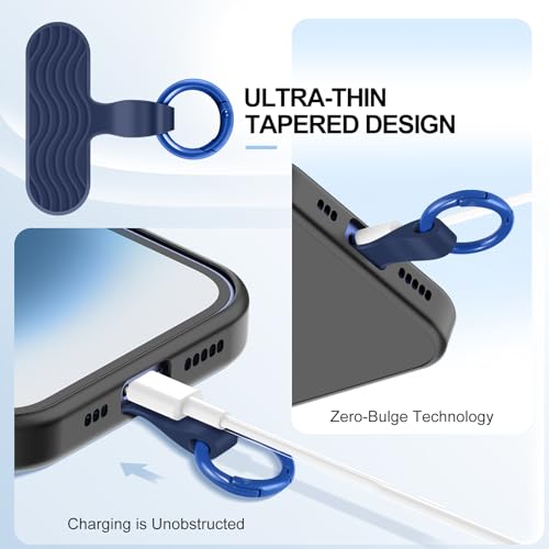 [2026 Upgraded] 6 Pack Silicone Phone Tether Tab with 3 Glow in the Dark, Ultra-Thin Zero-Bulge Design, Heavy Duty Liquid Silicone Phone Lanyard Tab