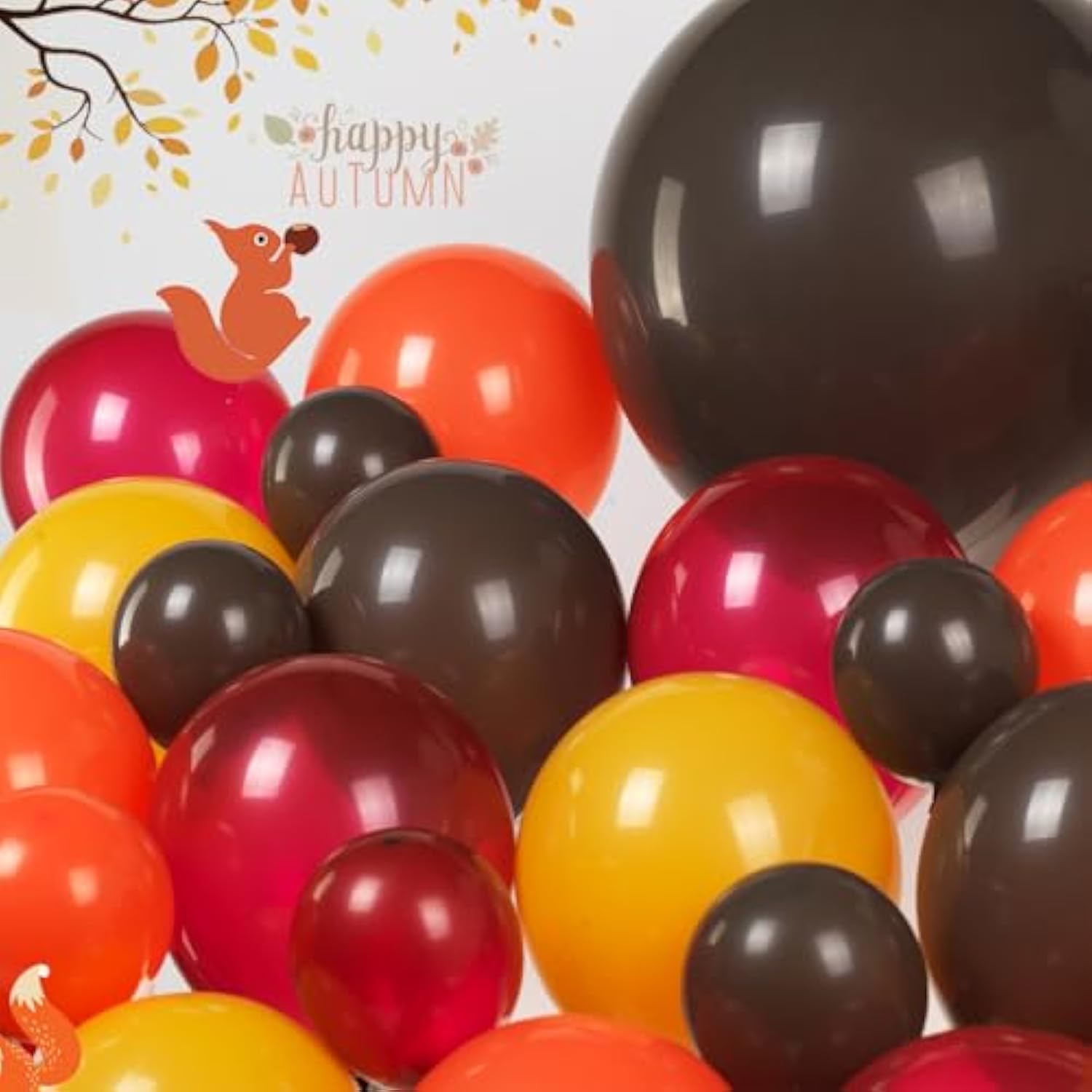 Fall Balloon Garland Kit: 140pcs Orange, Brown, Yellow Balloons
