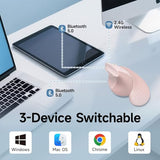 Wireless Ergonomic Mouse For Large Hands, Silent Click Vertical Mice With Removable Wrist Rest, 1000-4000 Dpi, 3-Device (2.4G + 2 Bluetooth 5.4), Compatible With Mac, Windows, Laptop, Pc, Pink