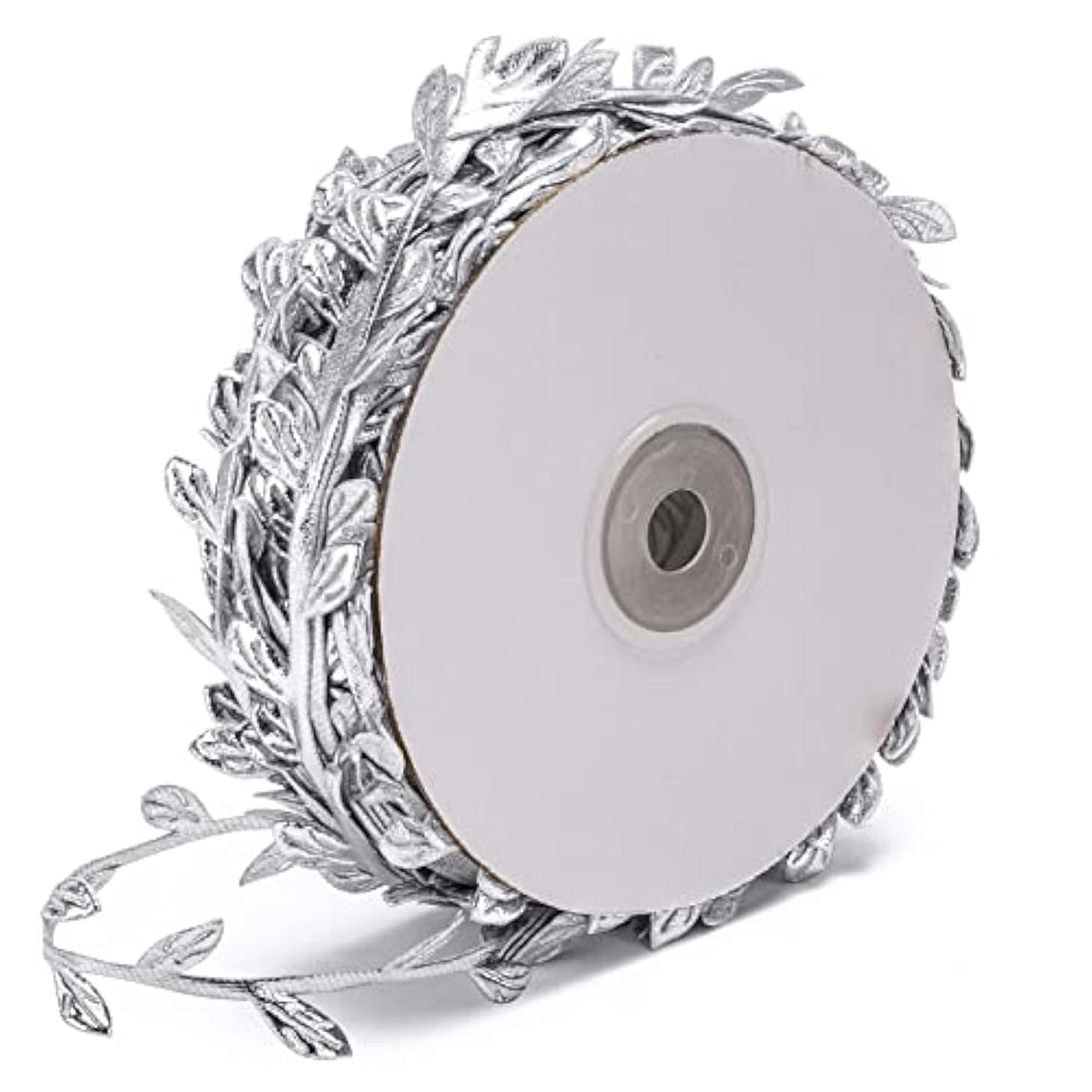 32.8 Yard Silver Leaf Ribbon Fabric Leaf Ribbon Trim Rope For Diy Craf