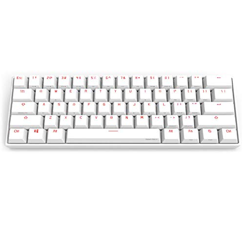 Mechanical Gaming Keyboard 60% True Rgb Backlit - Wired/Wireless Bluetooth 5.0 Pbt Type-C Up To 8 Hours Extended Battery Life, Full Keys Programmable (Gateron Brown, White)