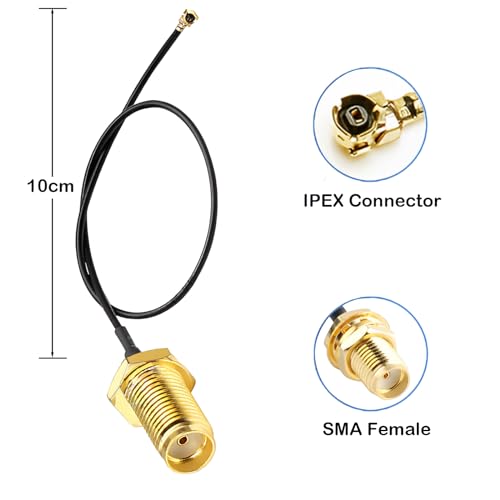 Dual Band 2.4G 5.8G Sma Male 12Dbi Wifi Antenna + Ipex To Sma Female 10Cm Cable For Wifi Network Card Usb Wireless Adapter Security Ip Camera (Pack Of 2)