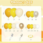 Yellow Gold Balloons Arch Garland Kit, Different Sizes 18 12 10 5 Inch Mustard Pastel Yellow White Latex Metallic Confetti Balloon For Sunflower Bee Baby Shower Birthday Party Decorations