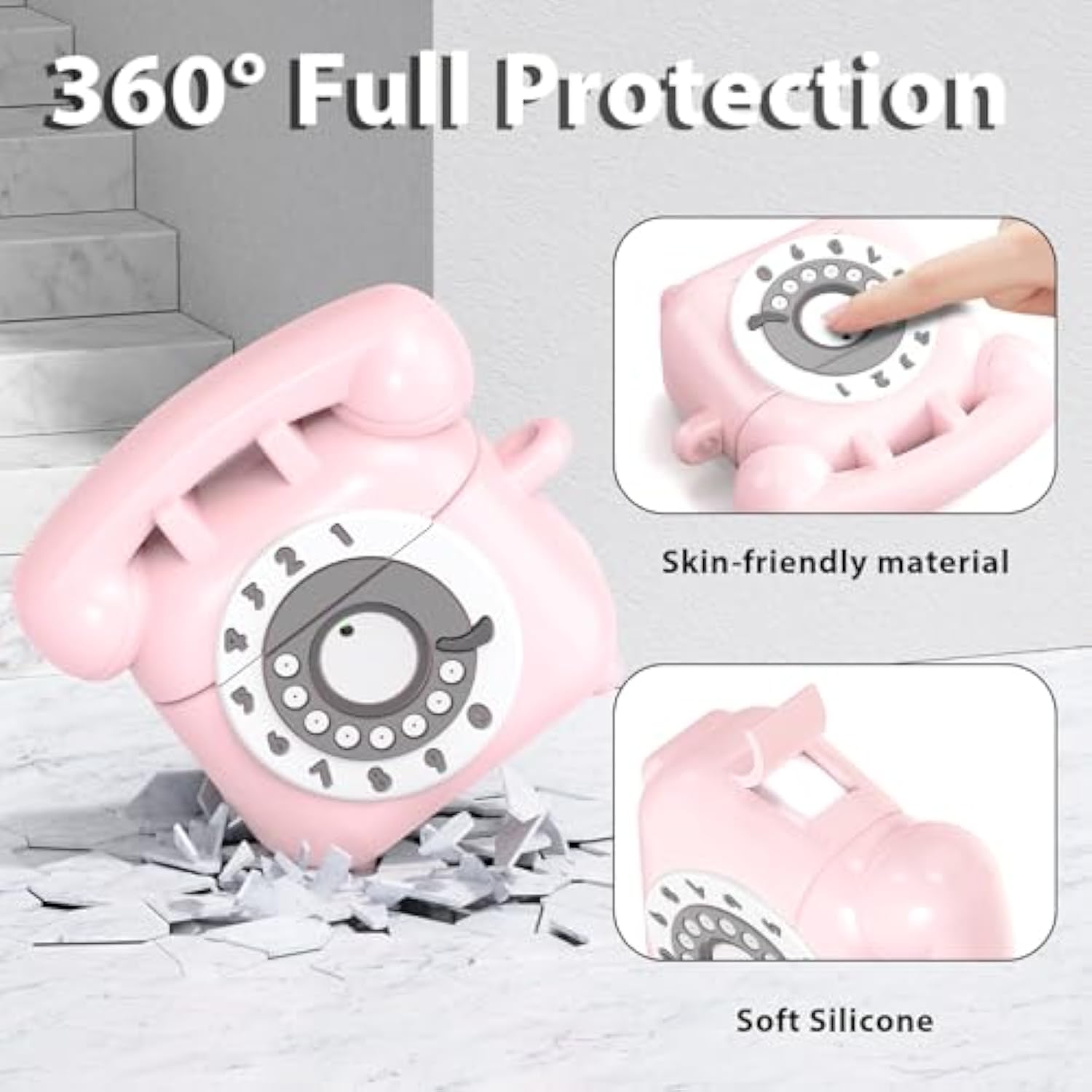 Compatible With Airpods 4 Case Cover 2024, Cute Funny Telephone Design For Airpods 4Th Generation Case With Cleaner Kit & Lanyard, Soft Silicone Shockproof Protective Case For Airpods 4 Gen