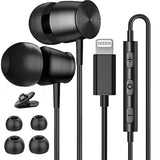 Lightning Earbuds for iPhone 11-14 Pro Max MFi Certified with Mic Bass