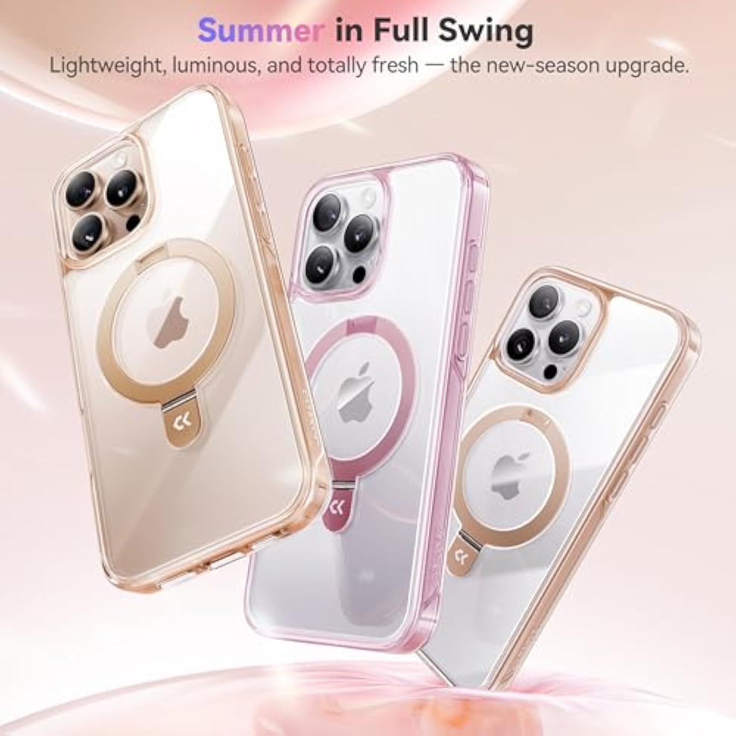 Jellypop Case For Iphone 16 Pro Max Case With Stand, Desert Titanium, Fit For Magsafe, 16Ft Military Grade Protection, Kickstand For Viewing & Work, Clear Back, Champagne Gold