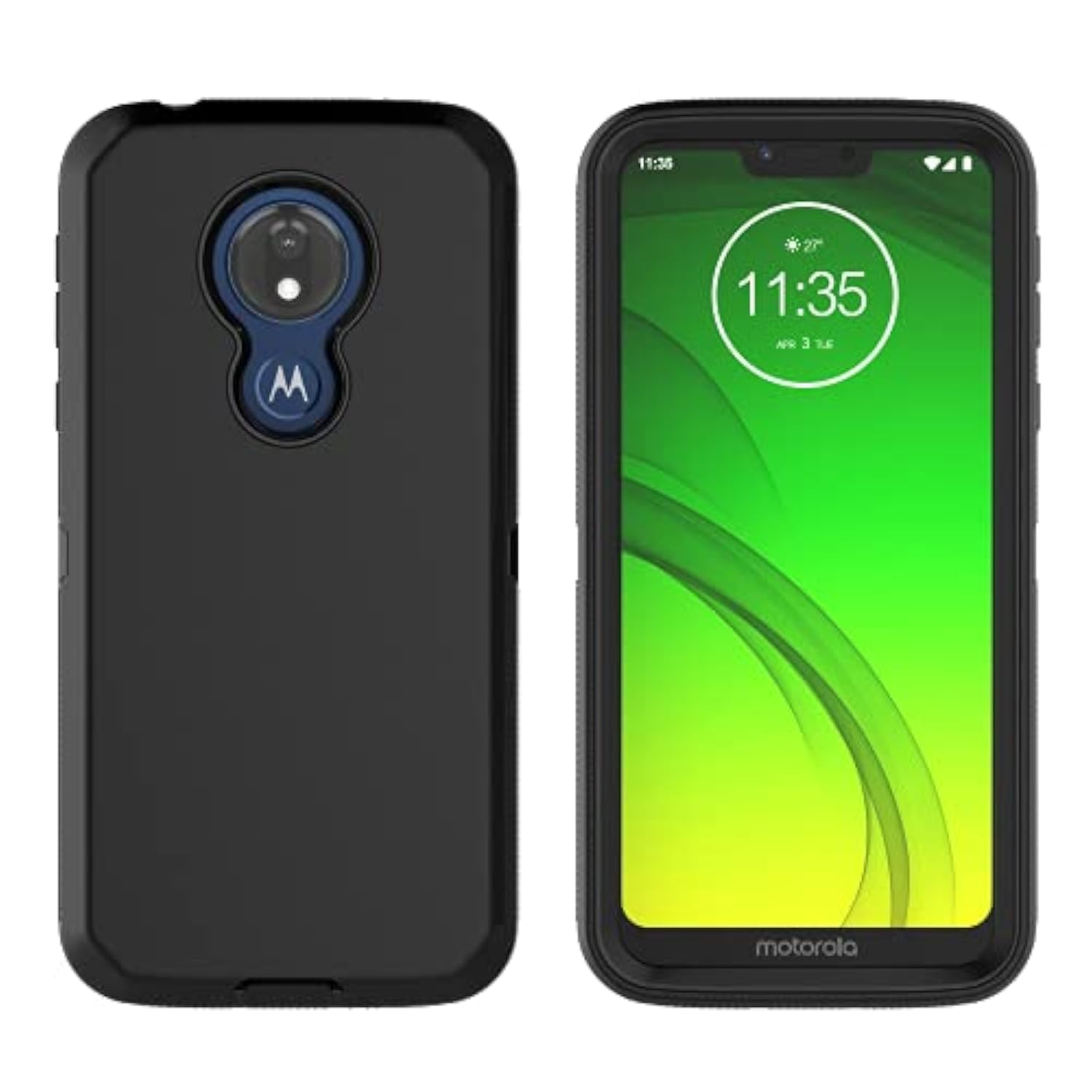 Moto G7 Power Case, Motorola G7 Supra/Moto G7 Optimo Maxx Xt1955Dl Case, [Drop Protection] Full Body Shockproof Grip Plastic Bumper Tpu 3-Layers Durable Solid Phone Sturdy Hard Cover [Black]