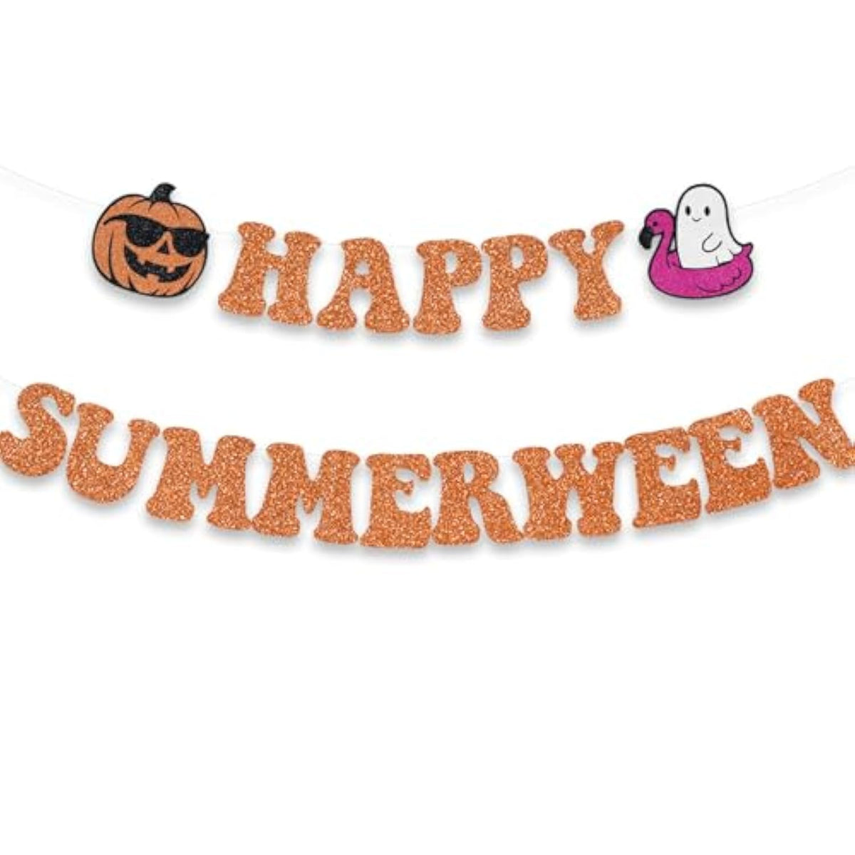 Happy Summerween Banner Halloween Summer Birthday Beach Pumpkin Garland Decor
