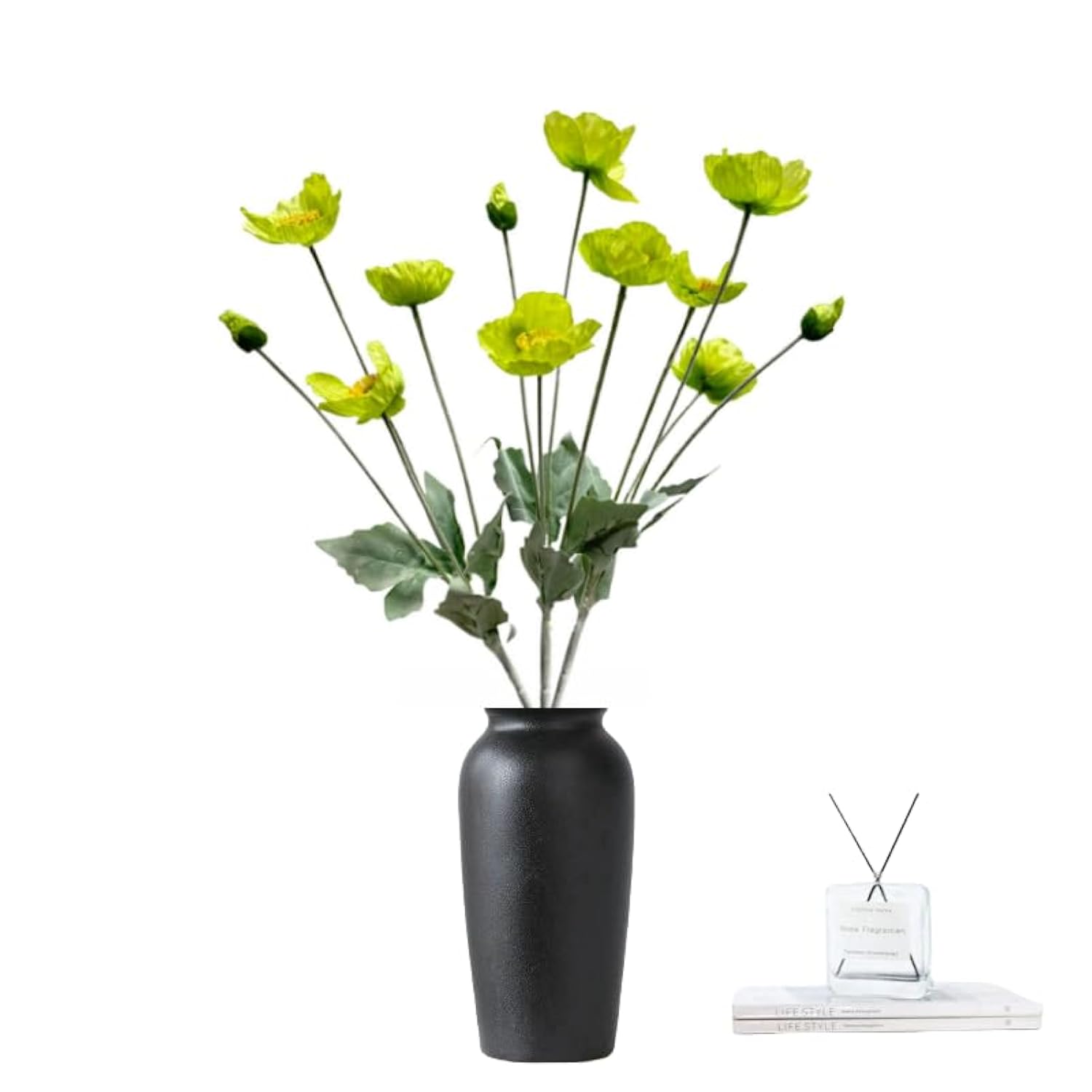 Poppies Flowers Artificial,Ranunculus Artificial Flowers,Silk Flowers With Stems,Faux Flower Stems For Wedding,Party,Garden Outdoor Indoor Decor Flower Arrangements For Table (3, Green)