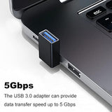 90 Degree Usb 3.0 Adapter 2 Pack, Up And Down Angle Usb A Male To Female Converter Extender For Pc, Laptop, Usb A Charger, Power Bank And More (Black)