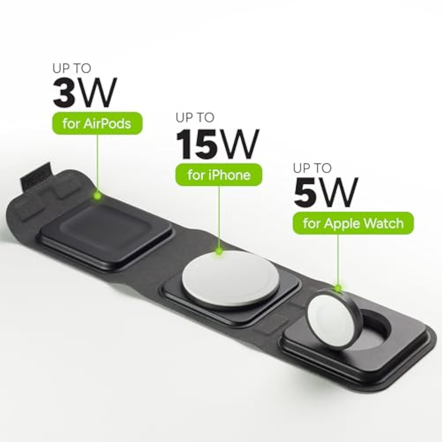 Mophie 3-in-1 Travel Charger with MagSafe - Portable Wireless Charging Hub, Compatible w/Apple Devices, iPhone 17/16/15/14/13/12 Series, Apple Watch Series 11 to 1 & Ultra, AirPods Pro/3rd Gen, Black