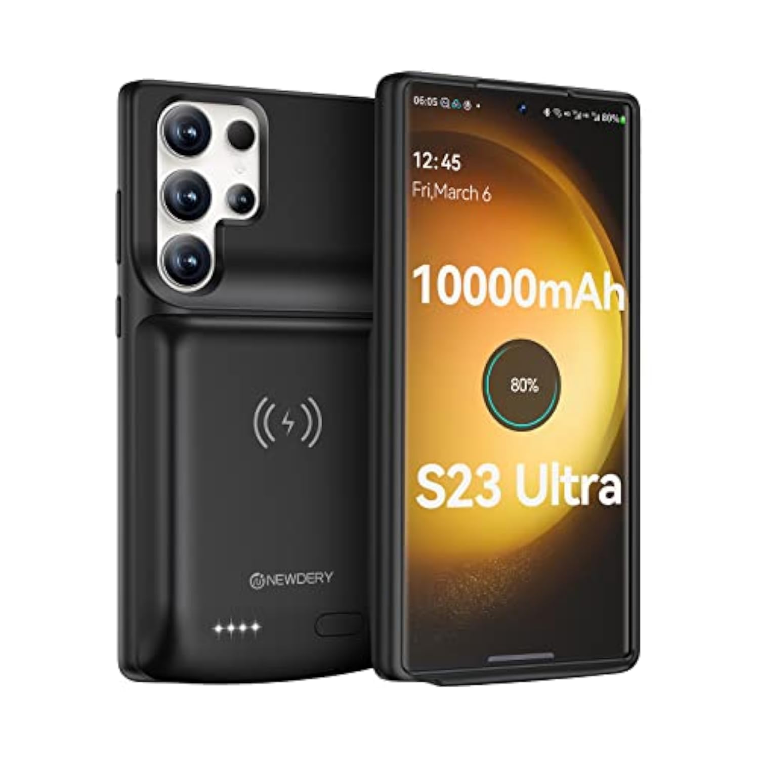 Galaxy S23 Ultra Battery Case 10000Mah, Qi Wireless Charging, Fast Charging, Sync Data Supported, Powerful Portable Rechargeable Charger Case For Samsung S23 Ultra 5G 6.8" Black