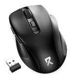 Wireless Mouse Bt5.0/3.0 & 2.4G, 6 Buttons, 5 Level 4000Dpi Bluetooth Mouse, 18 Months Battery, Portable Optical Computer Mice For Laptop, Pc, Chromebook, Windows, Mac-Black