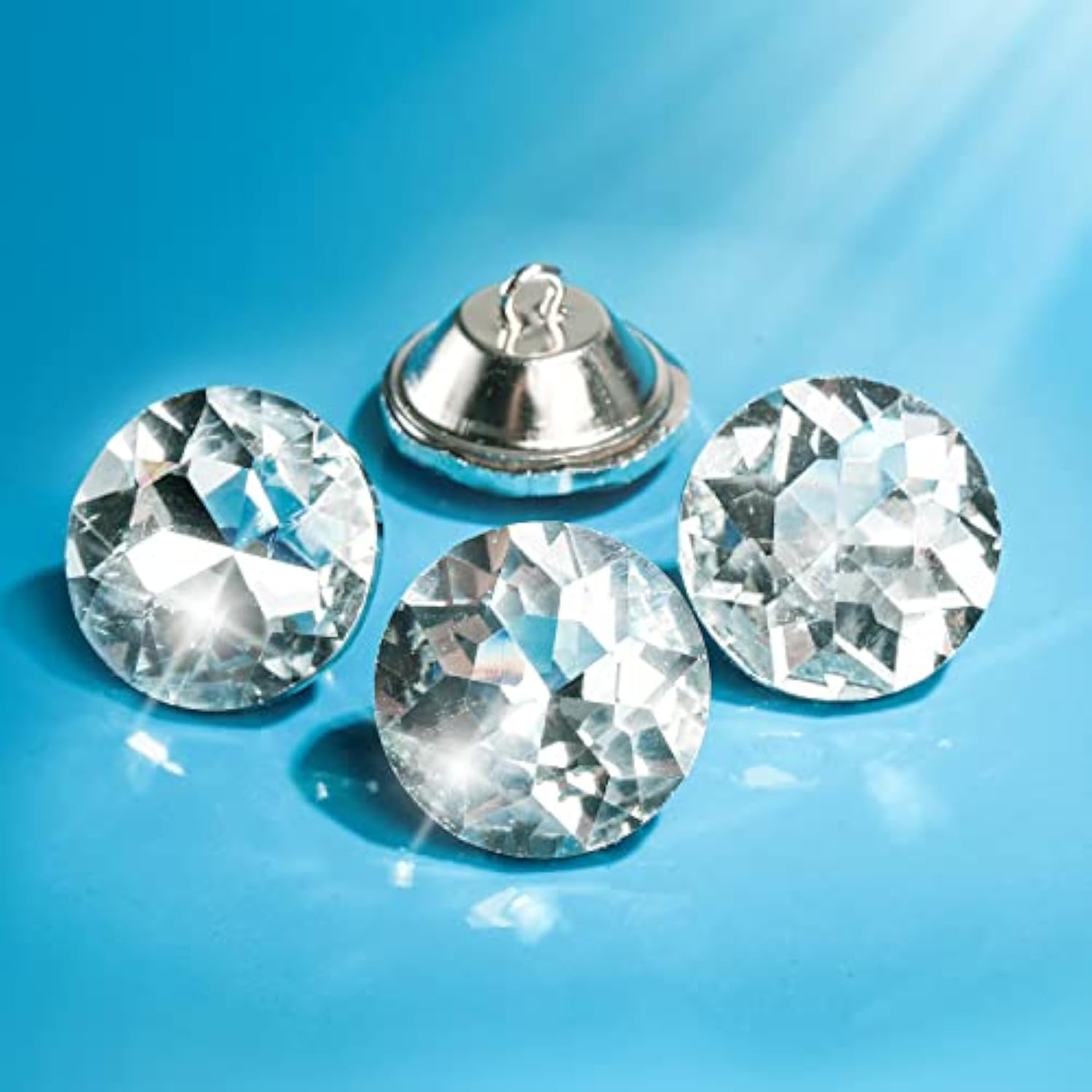 150 Pcs Rhinestone Round Buttons, 1" Crystal Upholstery Button With Me