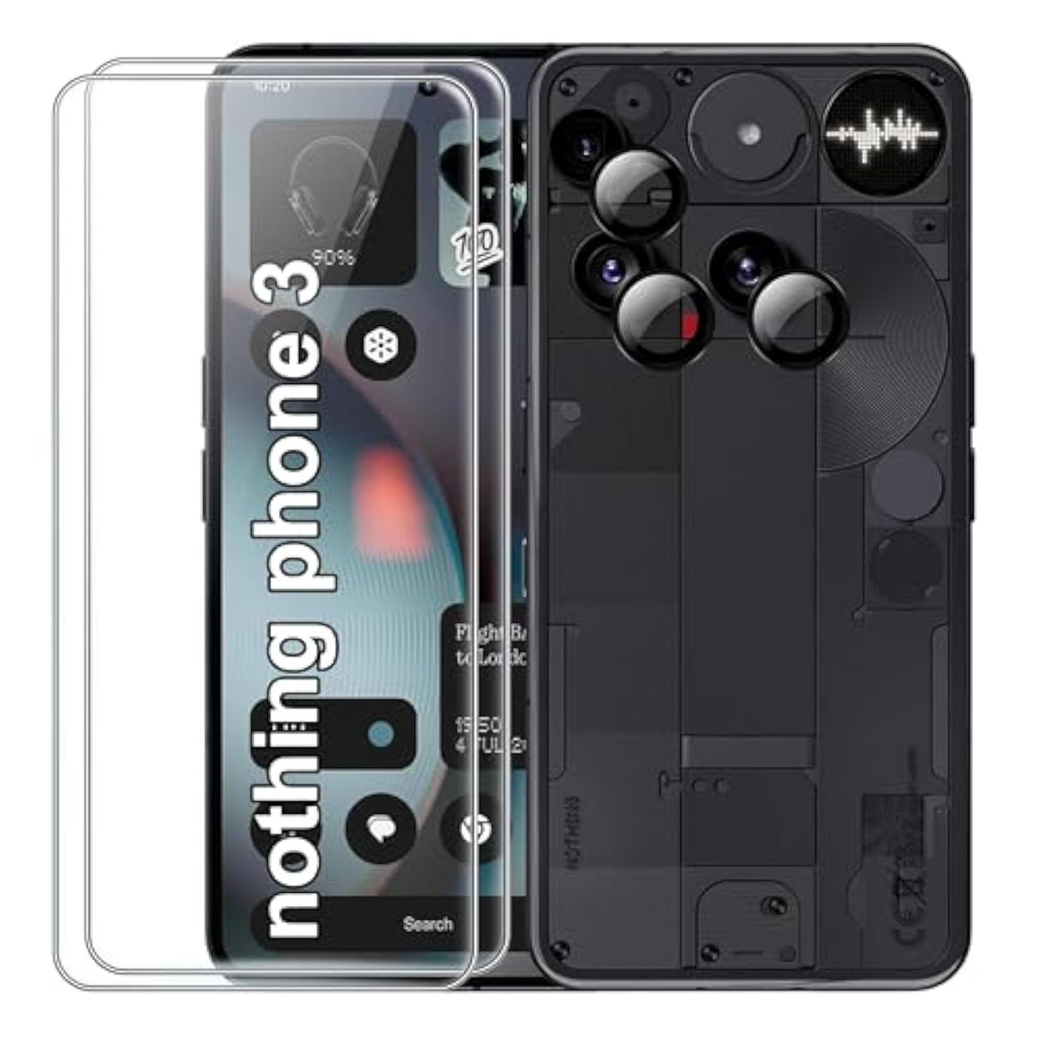 For Nothing Phone (3) Screen Protector With Camera Lens Protector,9H Hardness Anti-Scratch Tempered Glass Flim, Case Friendly, Anti-Fingerprint,Anti-Scratch (2+1 Pack)