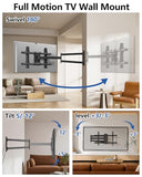 Long Arm Corner TV Wall Mount for 32-75 inch TVs,Single Stud Full Motion Articulating TV Mount Bracket with 33 Extension, Swivel Tilt, Max VESA