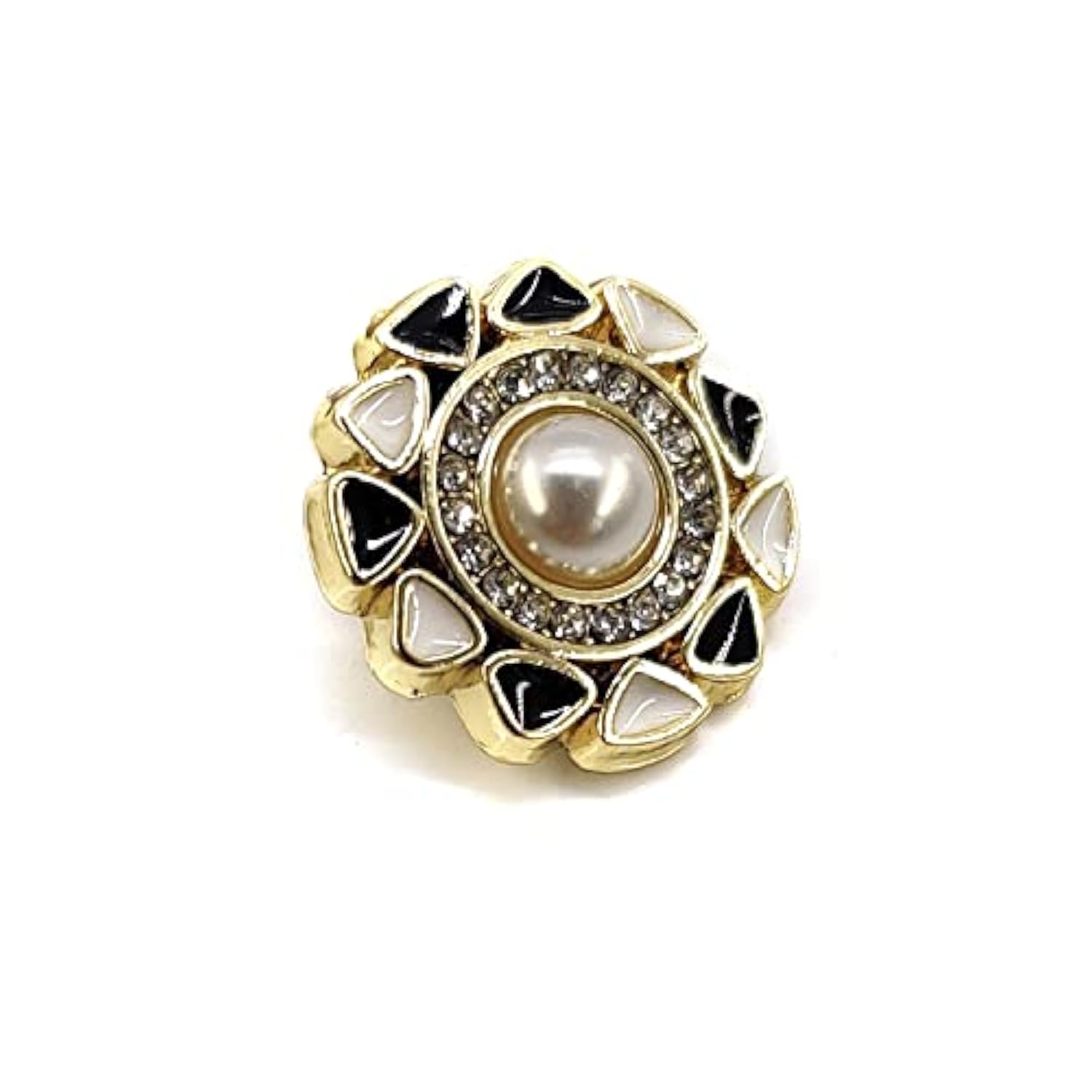 Faux Pearl Center Black White Enamel Edge Sewing Shank Buttons 20 Pcs