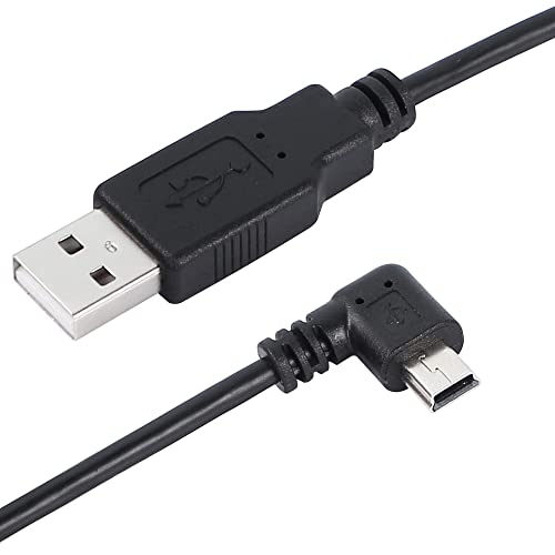 Dash Cam Power Cord, 9.8Ft 90 Degree Mini Usb Cable, Angle Mini Usb B Male To Usb A 2.0 Male Data Sync And Charging Cable For Garmin Nuvi Gps,Canon,Dash Cam (3M, Black Left Angle)