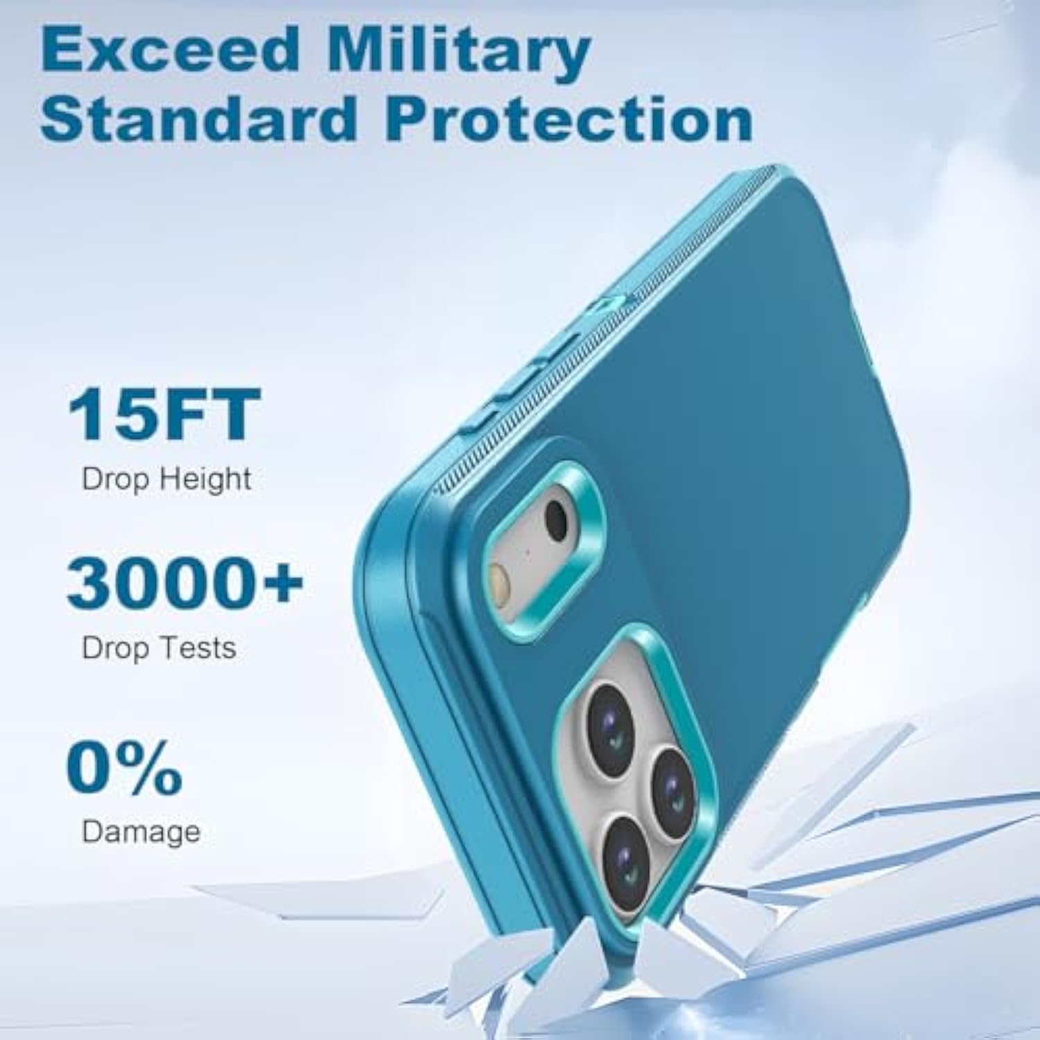 Designed For Iphone 17 Pro Case,[Without Screen Protector] Shockproof/Dust/Drop Proof 3-Layer Full Body Protection Rugged Heavy Duty Phone Case Cover For Iphone 17 Pro 6.3", Turquoise