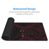 Red Black Topographic Gaming Mouse Pad Large Desk Mat With Stitched Edges Extended Xl Mousepad With Anti-Slip Base, Keyboard Pads For Work Office 31.5 X 11.8 In