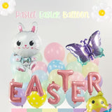 127Pcs Easter Balloon Garland Arch Kit With Easter Egg Chicken Daisy Bunny Butterfly Pastel Pink Letter Foil Balloons For Spring Big Resurrection Day He Is Risen Birthday Baby Shower Party Decorations
