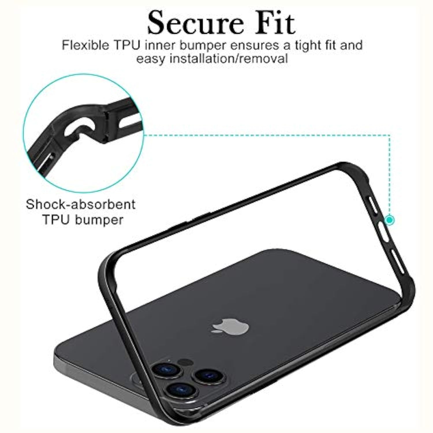 New Aluminum Frame Metal Bumper Slim Hard Case Cover For Iphone 14 Pro Max, Armor With Soft Inner Bumper, Raised Edge Protection (Black, For 6.7" Iphone 14 Pro Max)