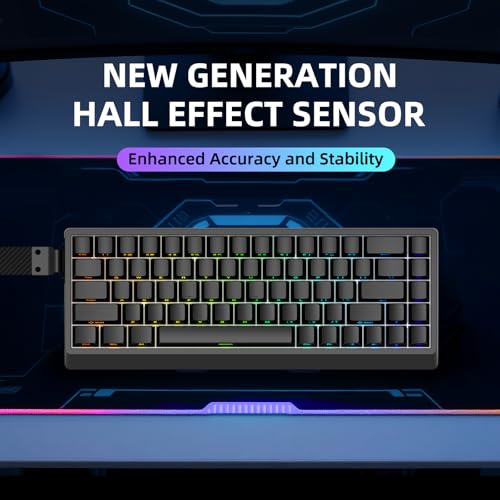 Nd68 68 Keys Wired Magnetic Switch Keyboard, 0.005Mm Rt Accuracy, 8Khz Polling Rate/Latency As 0.125Ms/256Khz Single Key Scan Rate/Argbhot Swappable,Gasket Structure Gaming Keyboardblack
