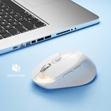 M7 Bluetooth Mouse, Rechargeable Dual Mode Bt5.1+ 2.4Ghz Usb Silent Wireless Mouse With Type C Adapter & Battery Indicator, Ergonomic Design For Laptop, Ipad, Macbook-White And Grey