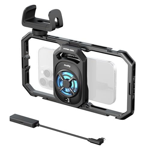Universal Hyper Chill Cooling Phone Cage for iPhone/Android, with 15W Active Cooler & 2-in-1 USB-C Adapter & Power Bank Holder, Compatible 2.5-3.1"