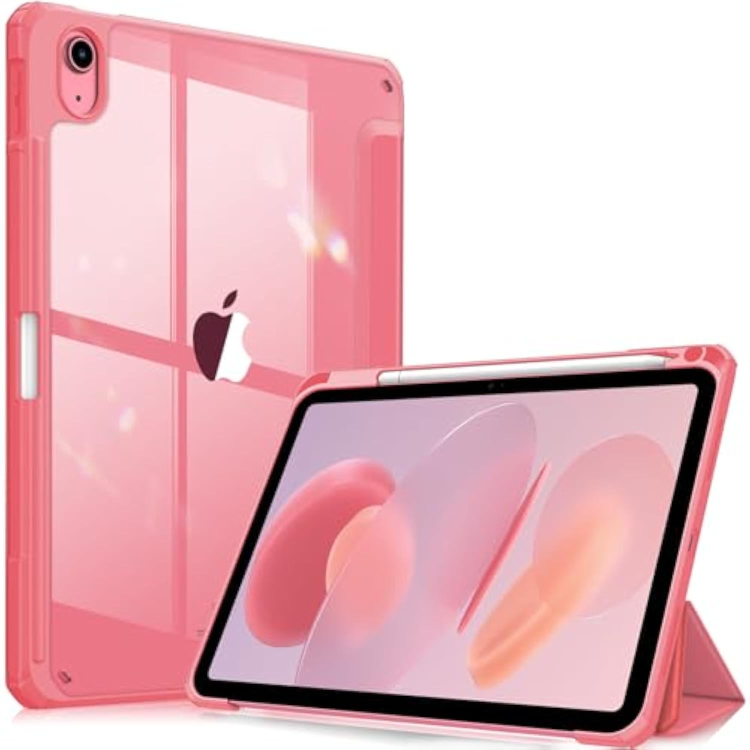 Fintie Hybrid Slim Case For (A16) 11Th Generation 11 Inch (2025), 10Th Generation 10.9 Inch (2022) - Shockproof Cover With Clear Transparent Back Shell & Pencil Holder, Pink