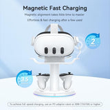 Magnetic Charging Dock Compatible with Meta Quest 3/3S, 30W Fast Charger VR Stand with 2 Rechargeable Controller Batteries, USB-C Port ? Overcharge