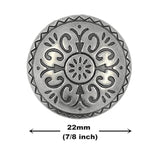 12 Pieces Southwestern Style Flower Pattern Domed Metal Shank Buttons.