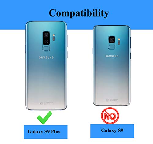 For  Galaxy S9 Plus Case (NOT Fit the Standard S9) with HD Screen Protectors, Military-Grade Metal Ring Holder Kickstand 15ft Drop Tested
