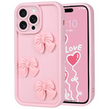 Cute Cases For Iphone 11 Pro Max, Pink 3D Bowknot Design Soft Shockproof Protective Phone Cover For Girls Women