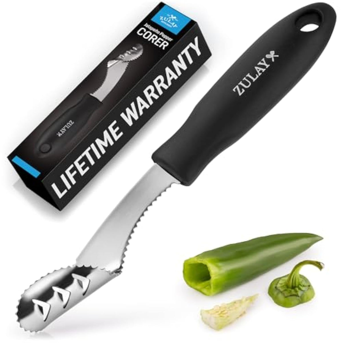 Jalapeno Corer & Seed Remover – 430 Stainless Steel Pepper Coring Tool With Serrated Blade For Effortless Deseeding – Chili, Bell Pepper And Jalapeno Core Remover For Cooking & Grilling