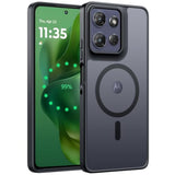 For Motorola Moto Gpower5G2025 Case: Magnetic Translucent Matte Slim Cell Phone Cover Shockproof Non Slip Antifingerprint Hard Rugged Protective Phone Case (6.8 Inch/Black)