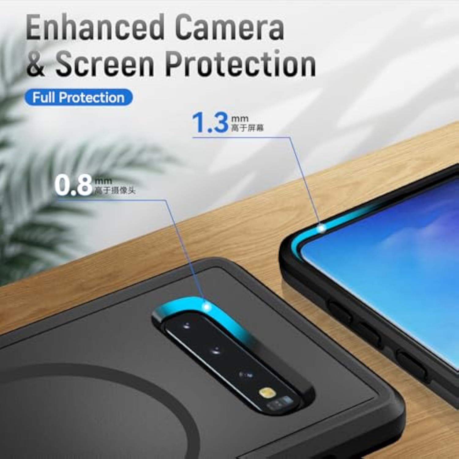 For Samsung Galaxy S10 Plus Case,[Compatible With Magsafe] [Military Grade Drop Tested] Shockproof Magnetic Tough Rugged Protective Phone Case -6.4 Inch (Black)